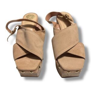 Vince Camuto Jenevya Women’s Peep Toe Platform Sandals Size 6.5 Brown High Heel